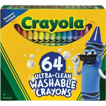 Crayola Crayons, w/Built-in Sharpener, Washable, 64/PK, Assorted PK CYO523287